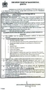 Balochistan High Court Jobs Advertisement